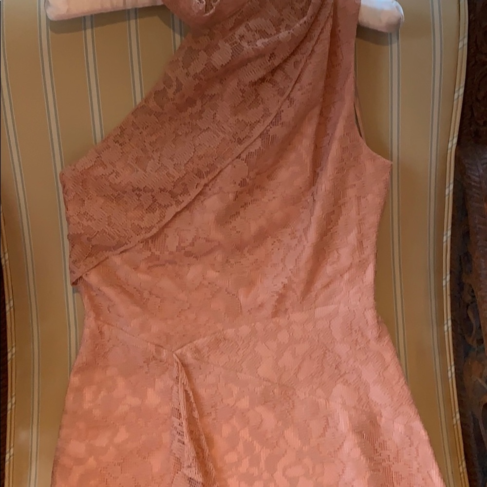 REISS ASYMMETRICAL LACE MIDI DRESS IN BLUSH SIZE 6 - Picture 13 of 16